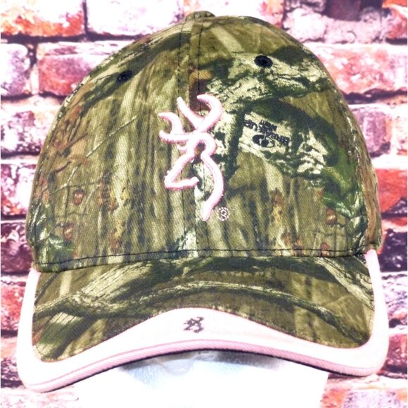 Browning Womens Pink Trim Camo Baseball Cap Adjustable OSFA Cotton - Picture 1 of 7